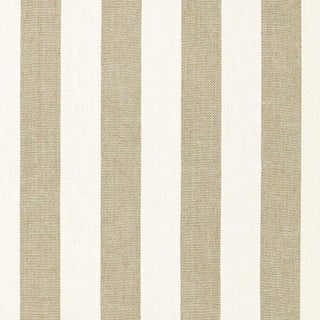 Sample - Schumacher Augustin Linen Stripe Fabric in Linen / Ivory For Sale
