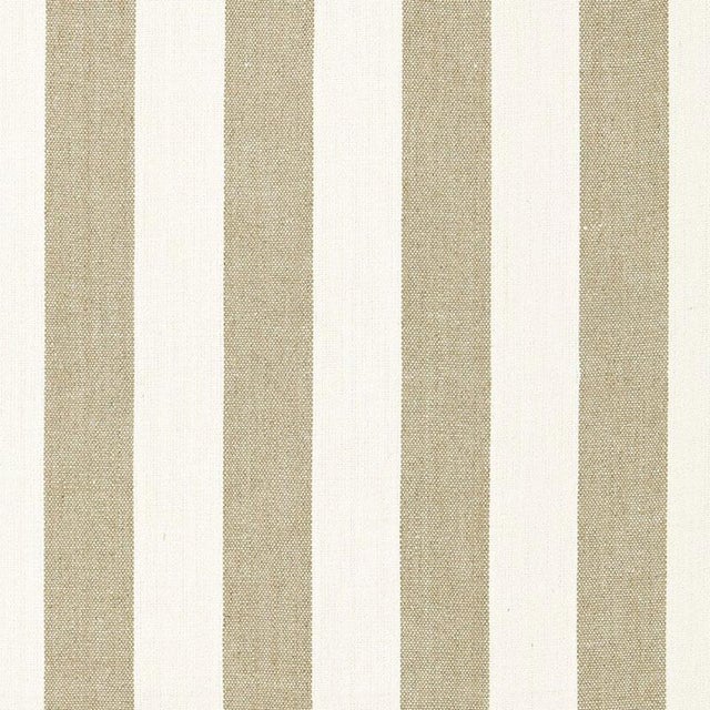 Sample - Schumacher Augustin Linen Stripe Fabric in Linen / Ivory For Sale
