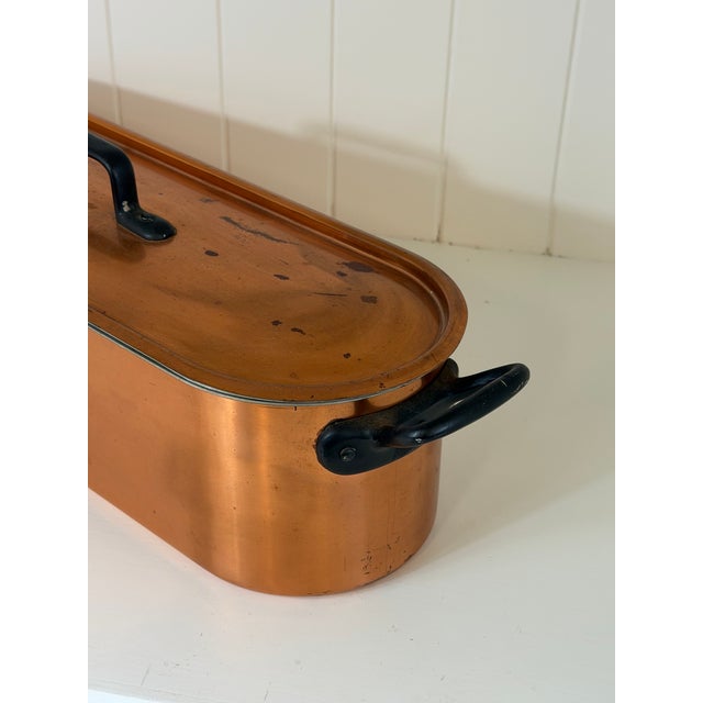 Vintage French Copper Fish Poacher With Original Insert and Lid, Circa 1950–1970 For Sale - Image 4 of 11