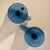 Fenton Art Glass Company Pair Fenton Celeste Blue Stretch Glass Fan Vases Iridescent Oval Logo Vintage For Sale - Image 4 of 4