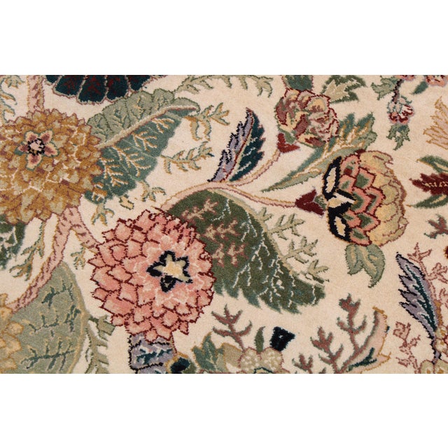 Beauttiful Floral Nagi Pak-Persian Ivory/Ivory Wool Rug - 9'1'' X 12'2'' For Sale In New York - Image 6 of 9