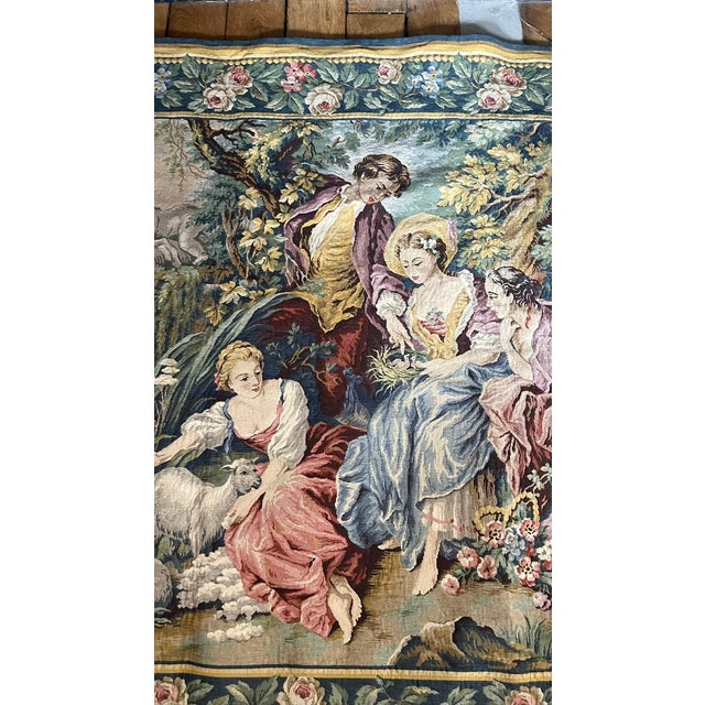 Romantic Tapestry in the style of Aubusson For Sale - Image 3 of 6