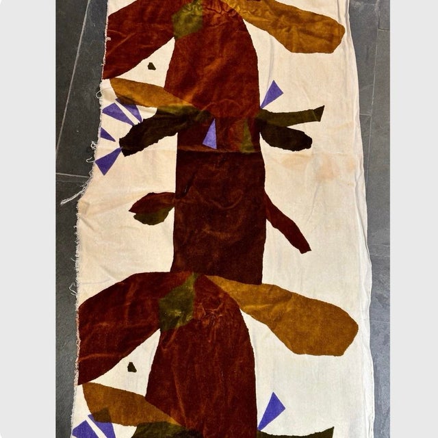 1960s Vintage 1960s Knoll Cotton Velvet Fabric Textile Wolf Bauer Collage Screen Print For Sale - Image 5 of 10