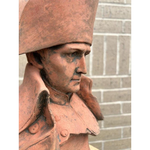 Napoleon Bonaparte Cast Stone Bust with Terracotta Finish Garden Ornament For Sale - Image 15 of 18