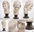 Large vintage neoclassical-style male bust sculpture featuring finely detailed facial features and hair, mounted on a...