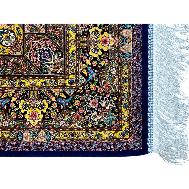 Persian Qum Silk Machine Made Rug 3’2” X 6’6” For Sale - Image 4 of 5