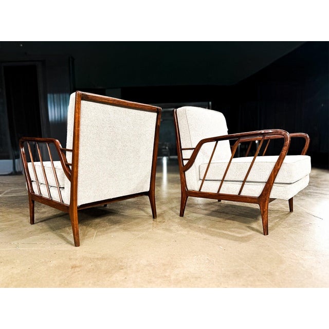 Mid-Century Brazilian Armchairs by Rino Levi, Hardwood & Boucle, 1960s For Sale - Image 10 of 16