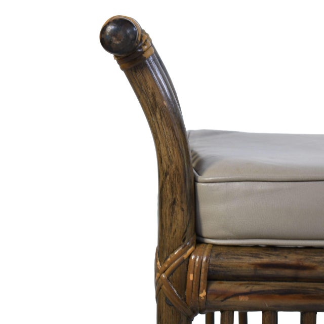 Coastal Pair of Brown Jordan Rattan Wing Benches For Sale - Image 3 of 4