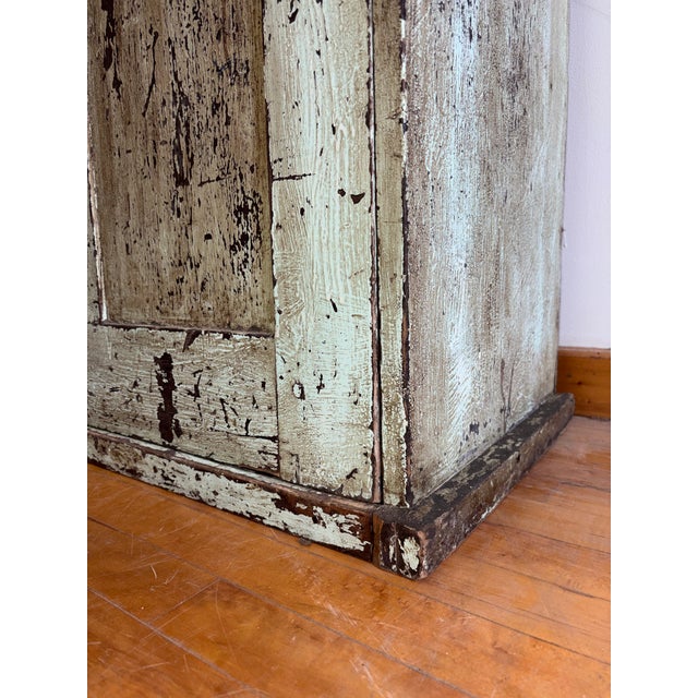Antique Primitive Farmhouse Mint Green Cupboard For Sale - Image 12 of 12
