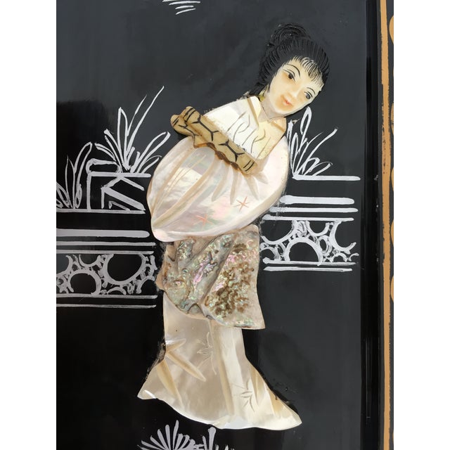 Black Vintage Chinese Lacquer Tabletop Folding Screen For Sale - Image 8 of 16