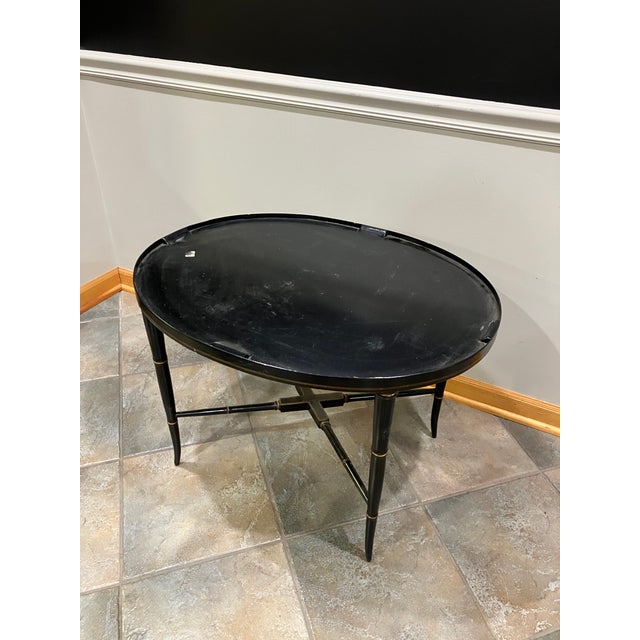 Ebony 19th Century Papier-Mâché Coffee Table With Mother-of-Pearl Inlay For Sale - Image 8 of 8