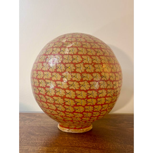 1900 - 1909 Antique Hand Painted Camel Bladder Lamp Shade Diffuser Folk Art c.1900 For Sale - Image 5 of 8
