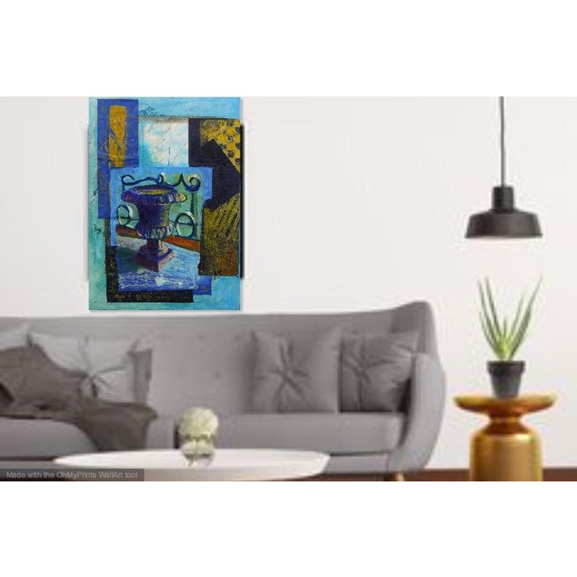 Fine art collage painting by artist Martha Holden..Several of the photos show the art in a room setting. This painted...