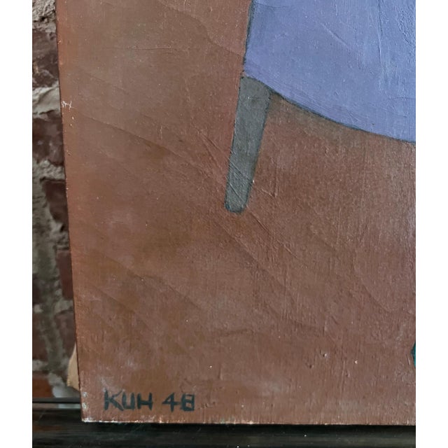 Vintage Abstract Oil on Canvas of a Seated Woman, Signed For Sale - Image 4 of 8