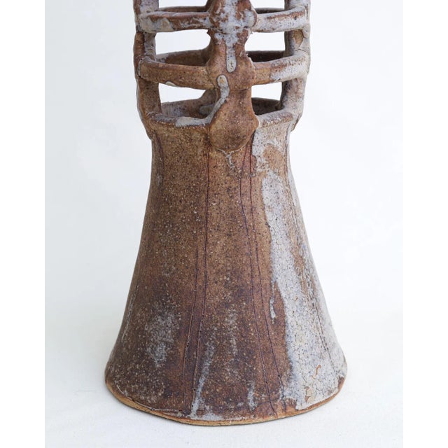 Brutalist Vintage Mid-Century Pottery Sculpture Vase Signed For Sale In Memphis - Image 6 of 9
