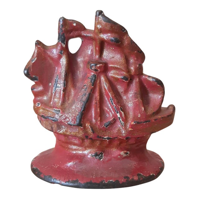 Vintage Cast Iron Ship Paperweight Boat For Sale