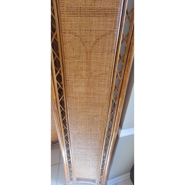 1990's Italian Four-Panel Room Divider in Natural Rattan and Woven Caning For Sale - Image 10 of 16