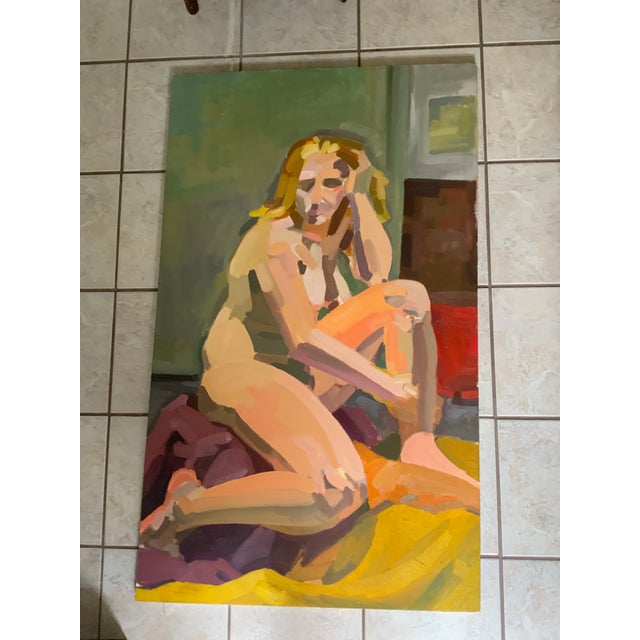 Large Unframed Abstract Oil on Canvas by K.D.Stockwell. Member of SOWA Boston Massachusetts