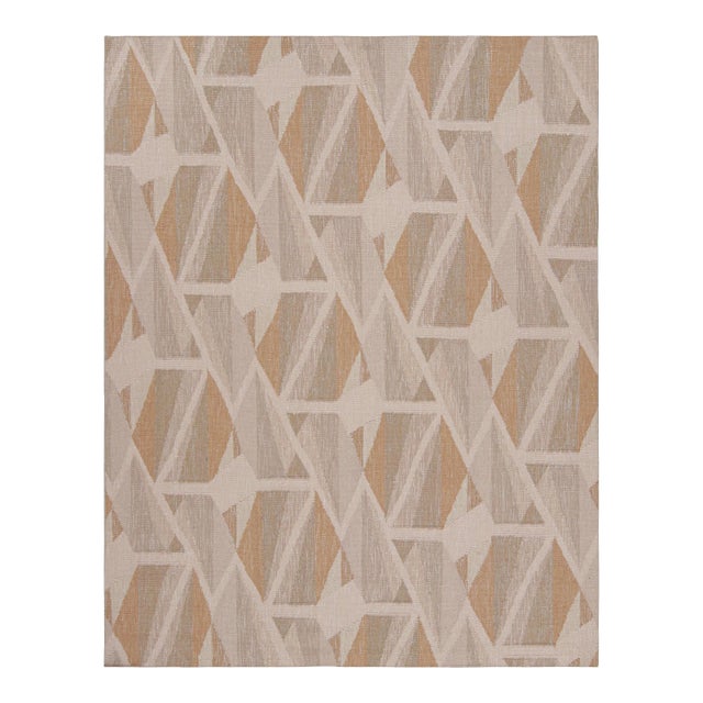 Rug & Kilim’s Scandinavian Style Geometric Rug in Beige, White and Terracotta 3x10 For Sale