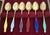 Mid-Century Modern 1950s Gustav Hellstrøm Norway Sterling Guilloché Enamel Vermeil Demitasse Spoons, Set of 6 in Original Case For Sale - Image 3 of 11