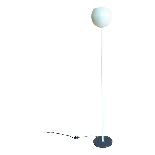 Pearl White and Black Metal Luminator Floor Lamp from Stilnovo, 1960s For Sale