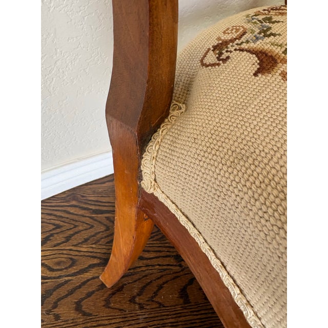 Antique Victorian Rococo Revival Carved Walnut Balloon-Back Needlepoint Chair For Sale - Image 9 of 10