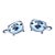 1920s Adie Bros LTD Birmingham Silver Plate Salt Cellars With Cobalt Glass Liners- Set of 2 For Sale