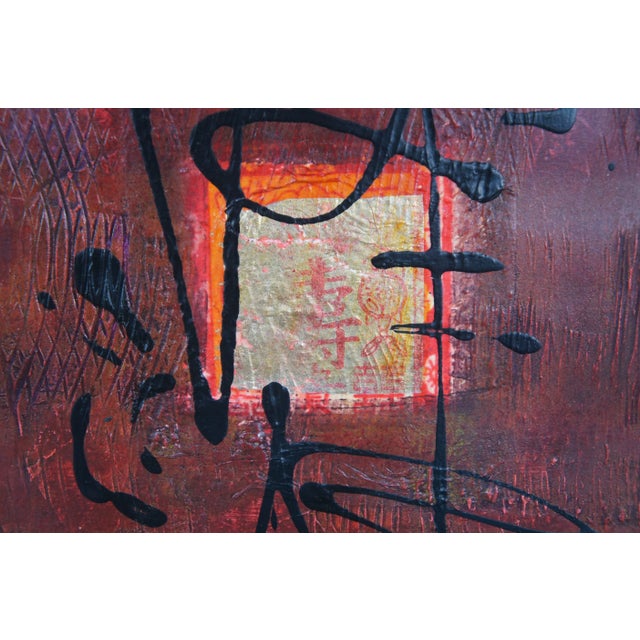 2 D. Jiang "Orphia Form" Chinoiserie Sculptural Mixed Media Calligraphy Framed For Sale - Image 10 of 12