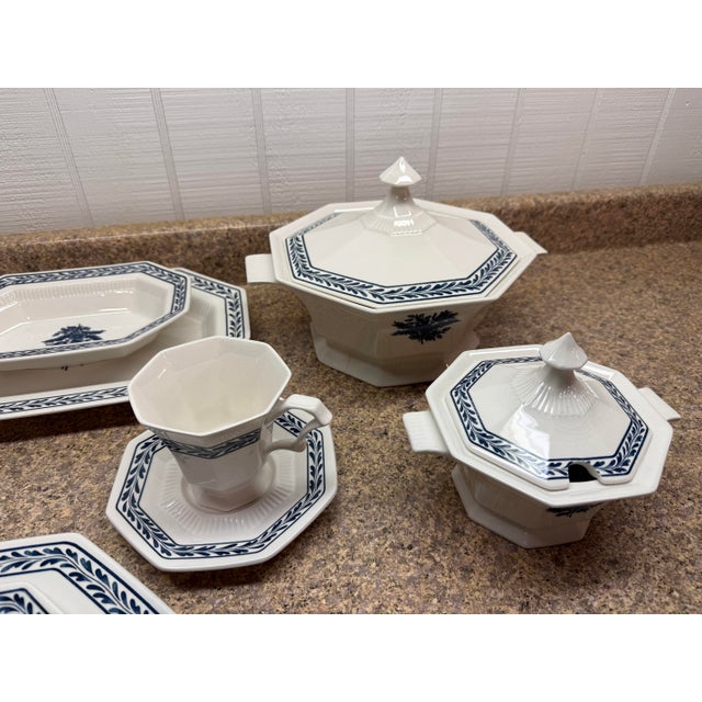 1960s “Blue Tulip” Independence Ironstone by Castleton China Set, Service for 12 - 91pcs For Sale - Image 6 of 12