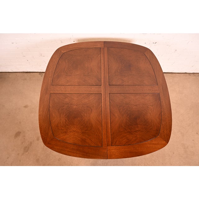 Henredon Mid-Century Modern Hollywood Regency Chinoiserie Walnut and Burl Wood Extension Dining Table | Newly Refinished For Sale - Image 10 of 13