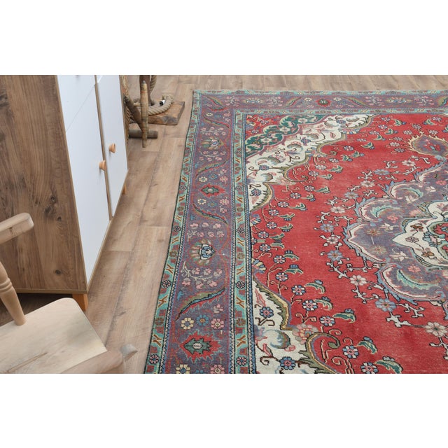 1960s Vintage Persian Red Handwoven Oversized Rug For Sale - Image 9 of 11