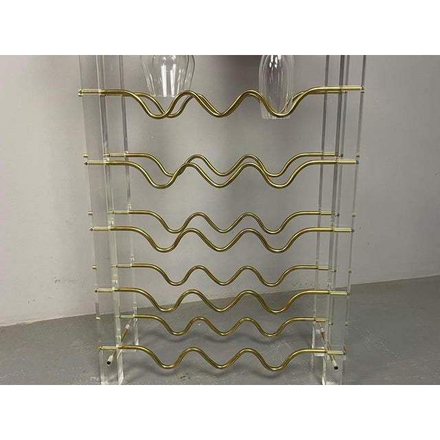 1970s Sculptural Acrylic Glass and Brass Wine Rack by David Lange. France, 1970s For Sale - Image 5 of 13