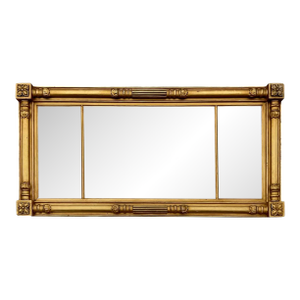 Antique American Empire First-Finish Gilt Wood Triptych Wall Mirror, Attributed to Isaac Platt