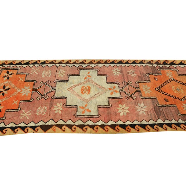 Mid 20th Century Vintage Decorative Turkish Kilim Runner For Sale - Image 4 of 7
