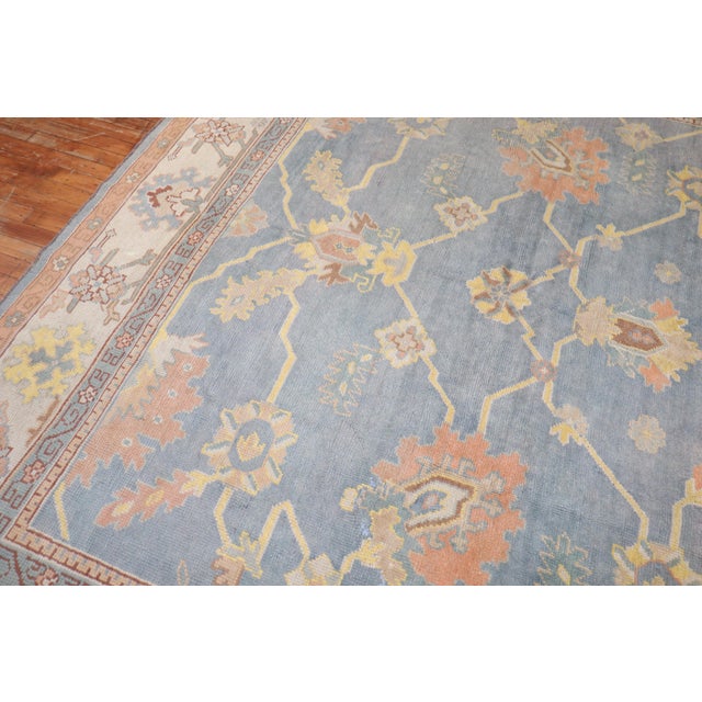 Blue Soft Blue Antique Oushak Rug, 9' X 12' For Sale - Image 8 of 10