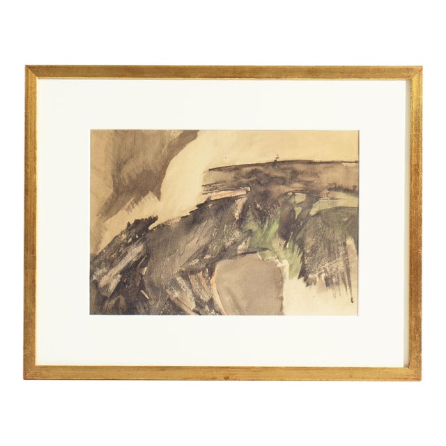 1960s Abstract Watercolor Painting by Le Rouse For Sale
