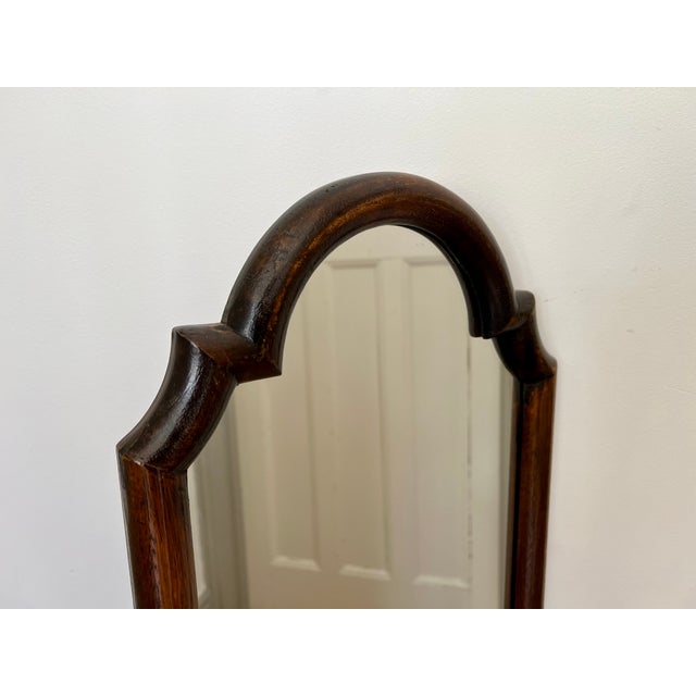 Wood Tall Narrow Antique Wooden Scallop Frame Mirror, France, 1920s For Sale - Image 7 of 13