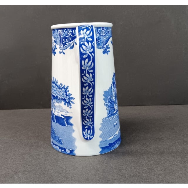 Spode Vintage MCM Spode Blue Italian Pitcher For Sale - Image 4 of 6