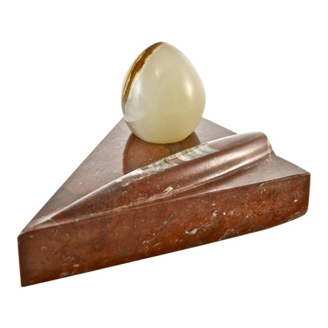 Carved Fossil Stone Wedge & Egg For Sale