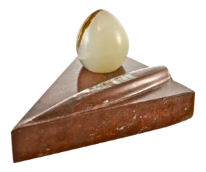 Carved Fossil Stone Wedge & Egg