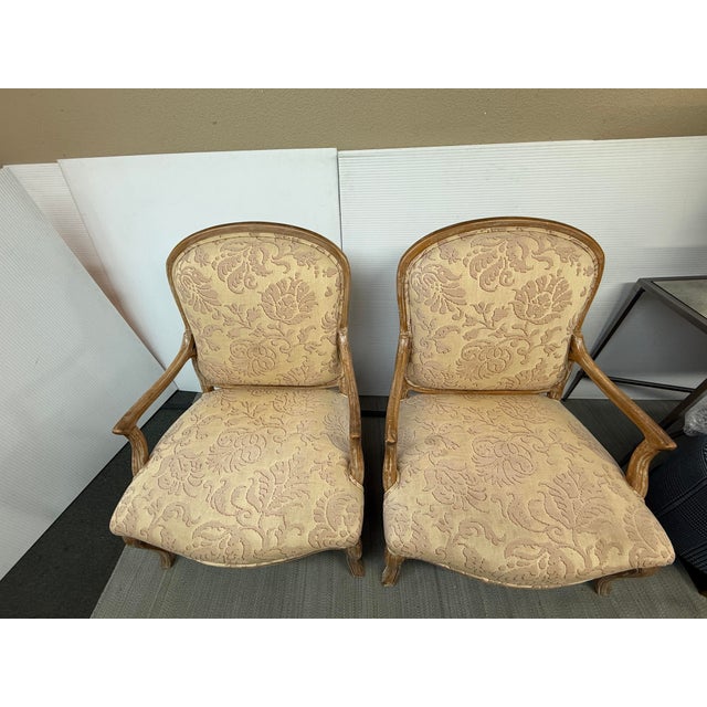 William Switzer William Switzer Floral Damask Bergères, Pair For Sale - Image 4 of 12