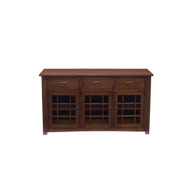 (Micheal's Cherry) Craftsman Mission Solid Oak Sideboard - 65" - Micheal Cherry For Sale In Chicago - Image 6 of 18