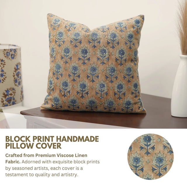Bring a touch of botanical beauty into your home with the Kusum cushion cover, featuring delicate hand block printed...