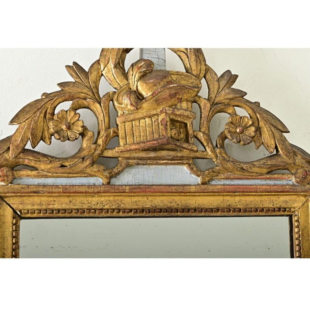 French French 18th Century Louis XVI Gilt & Painted Mirror For Sale - Image 3 of 9