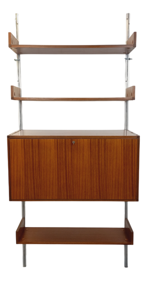 Vintage Wall-Mounted Bookcase with Secretaire Bar by Guariche Mortier Motte for Arp Minvielle, 1960s