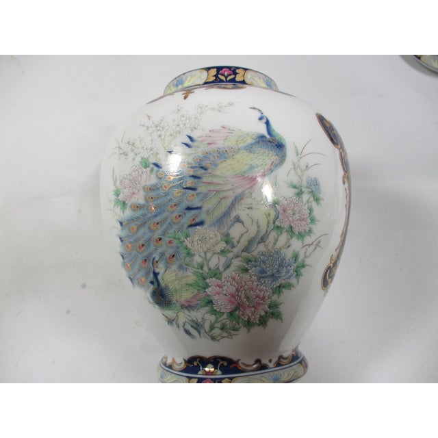 Ceramic Vintage Asahi Porcelain Peacock Temple Jar For Sale - Image 7 of 10