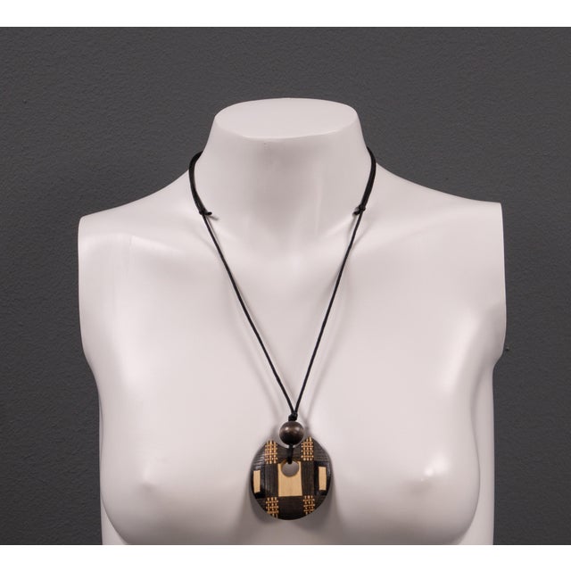 Wooden Costume Jewelry Pendant, 1980s For Sale - Image 10 of 11