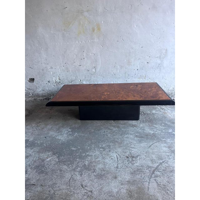 Vintage Burl Wood Coffee Table on Black Lacquered Base For Sale - Image 12 of 12