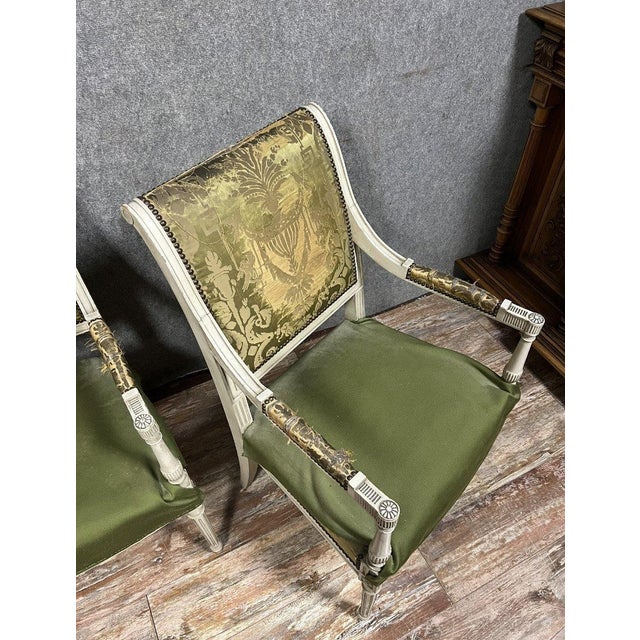 Antique Louis XVI Lacquered Wood Armchair, 1850 For Sale - Image 5 of 7