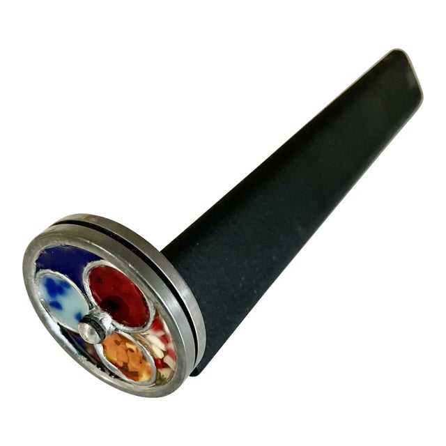 Antique Metal & Stained Glass Kaleidoscope For Sale